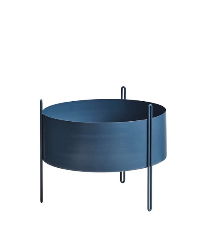 Woud pidestall planter, medium blue