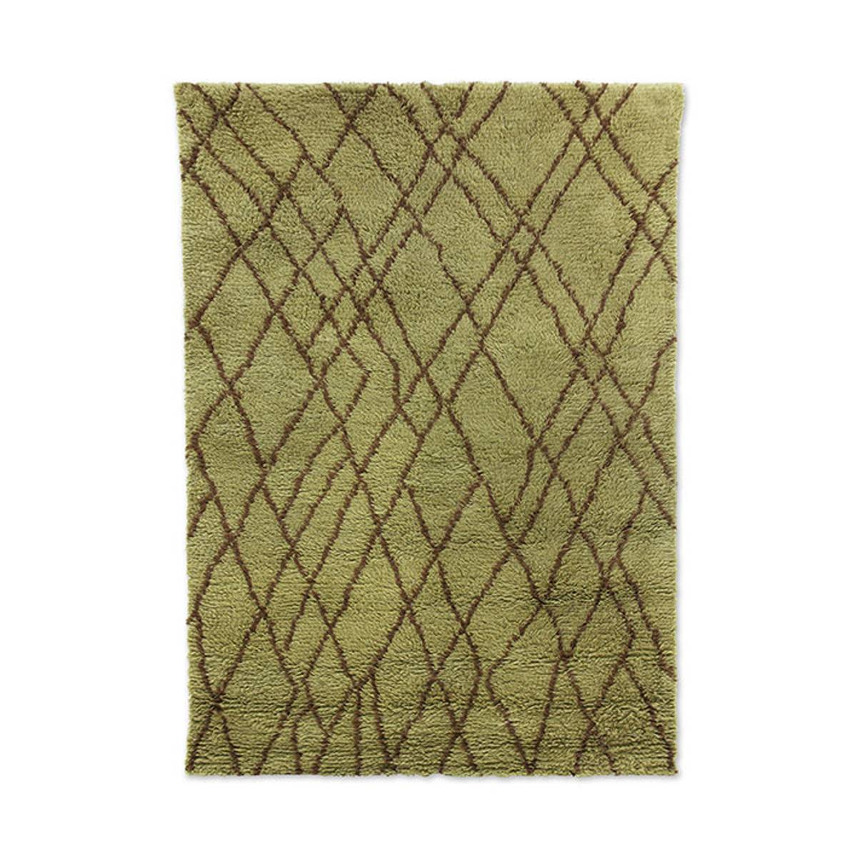 HK living Olive woolen rug, brown zigzag