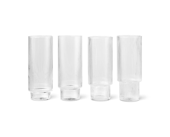 Hovedbilde Ferm Living Ripple Long Drink Glass 4pk, Klar