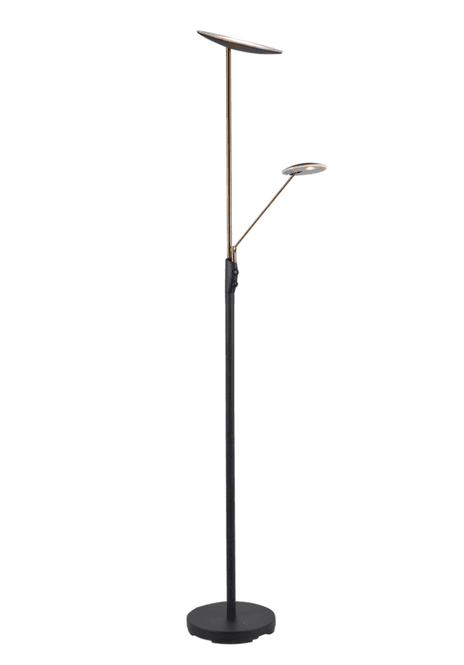 Hovedbilde MS Belysning -BERGAMO LED-uplight med lesearm – Sort/Patinert messing